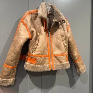 Urban Outfitters, BDG August Tan Faux Leather Shearling Aviator Jacket SZ XS